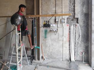 Conduit and wiring rough-in at reception